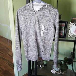 Black and white zipper up hoodie from Kohls.